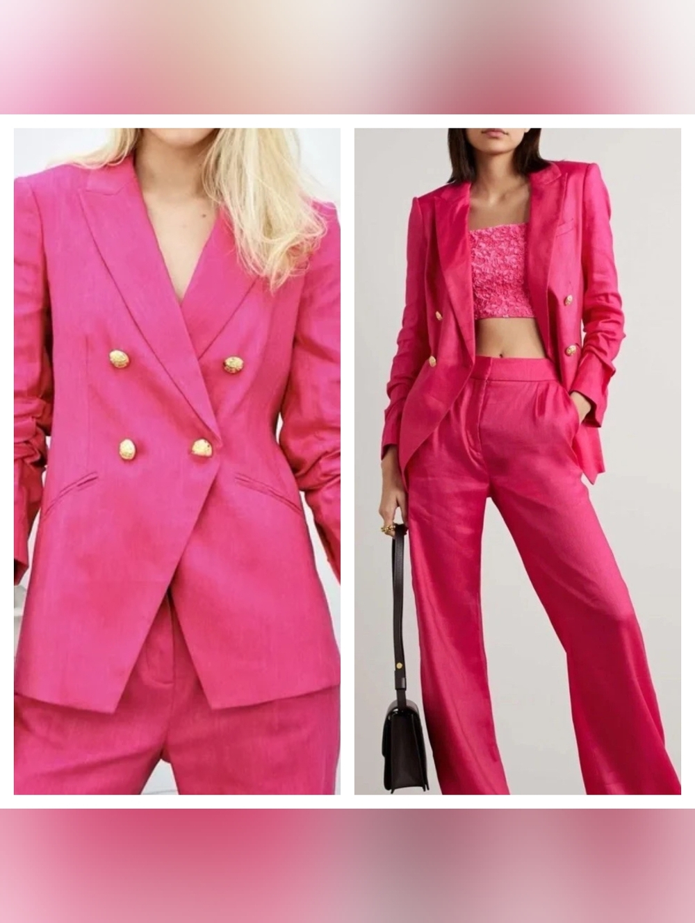 Veronica Beard Hirsh Linen Pink Dickey Jacket Blazer Size 00 Double Breasted